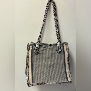 Navy and Beige Women Bag